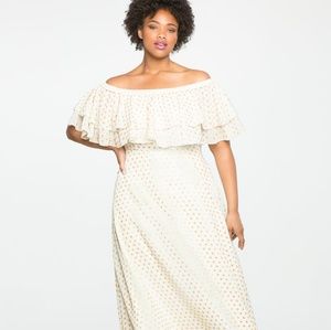 Studio Off the Shoulder Double Ruffle Gown